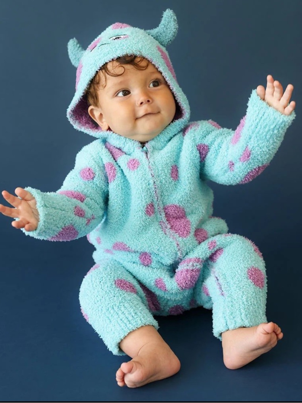 Posh Peanut / Disney Teal One-Piece Monster Bodysuit with Purple Spots